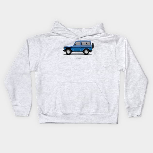 Mercedes 240 GD SWB (W460) Blue Kids Hoodie by ARVwerks